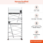 5.1m – 5.4m Narrow Aluminium Mobile Scaffold Base Tower